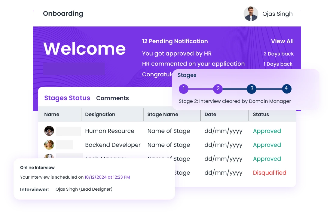 OZii Candidate Dashboard Overview