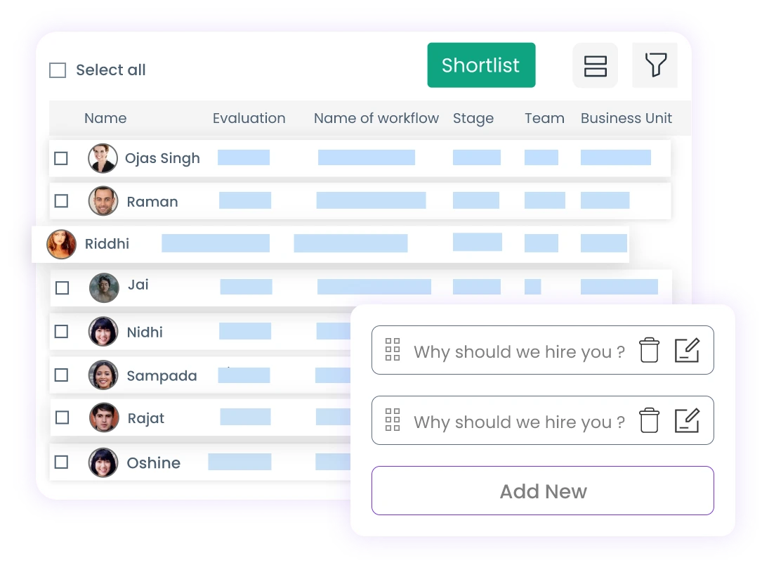 Candidate Screening Interface in OZii